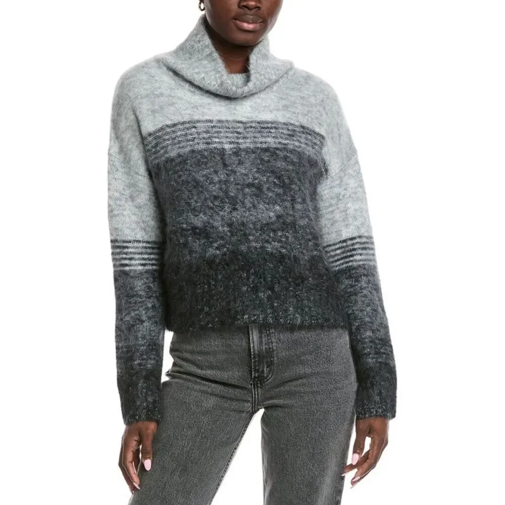 Autumn Cashmere Womens  Fluffy Gradient Cashmere Sweater, Blue